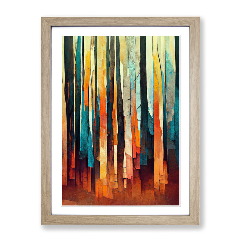 Torn Abstract Forest No.4 - Wall Art, 66cm H x 48cm W, Oak Framed, White