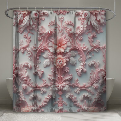 Rideaux de douche baroque rose très longs