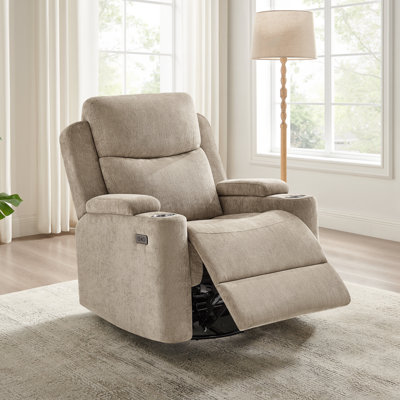 Fauteuil inclinable électrique avec fauteuil berçant, oscillant et pivotant, porte-gobelets intégrés
