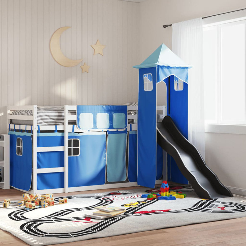 Mayweather Bunk Bed Themed Beds with Trundle Included, Single (90 x 190 cm), White, Blue