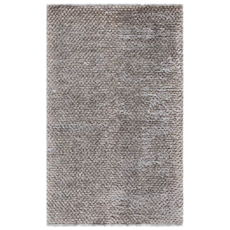 Delane Handwoven Flatweave Silver Area Rug, Rectangle 5' x 8'