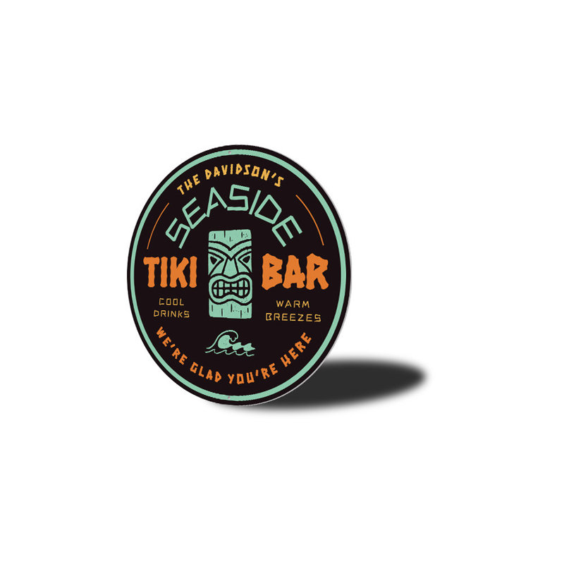 Plaque en aluminium Seaside Tiki Bar, H 12 po x l 12 po x P 0,04 po
