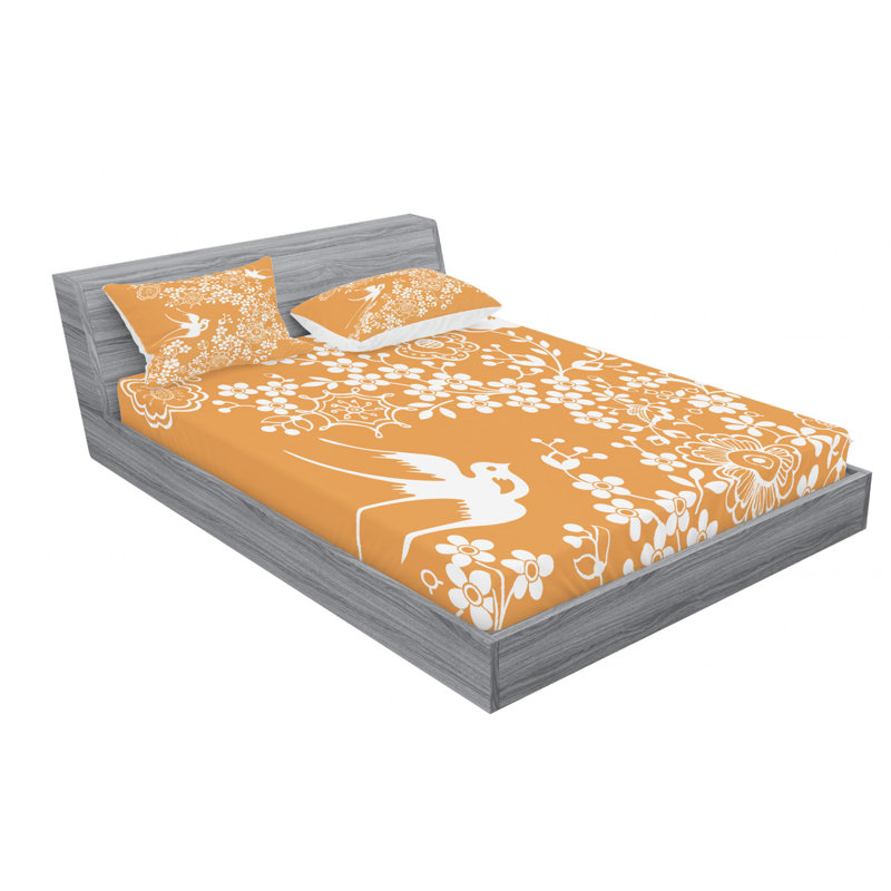 Microfiber Floral Sheet Set, Queen Sheet Set with Fitted Sheet
