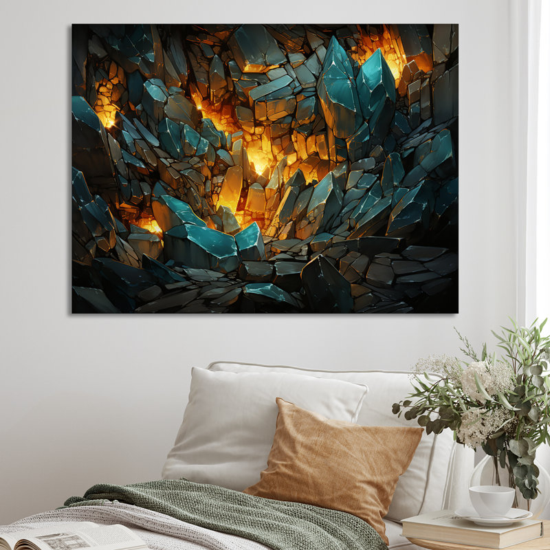 «Fragmented Emerald Explosion» sur toile, H 30 po x l 40 po x P 1,5 po, Toile tendue