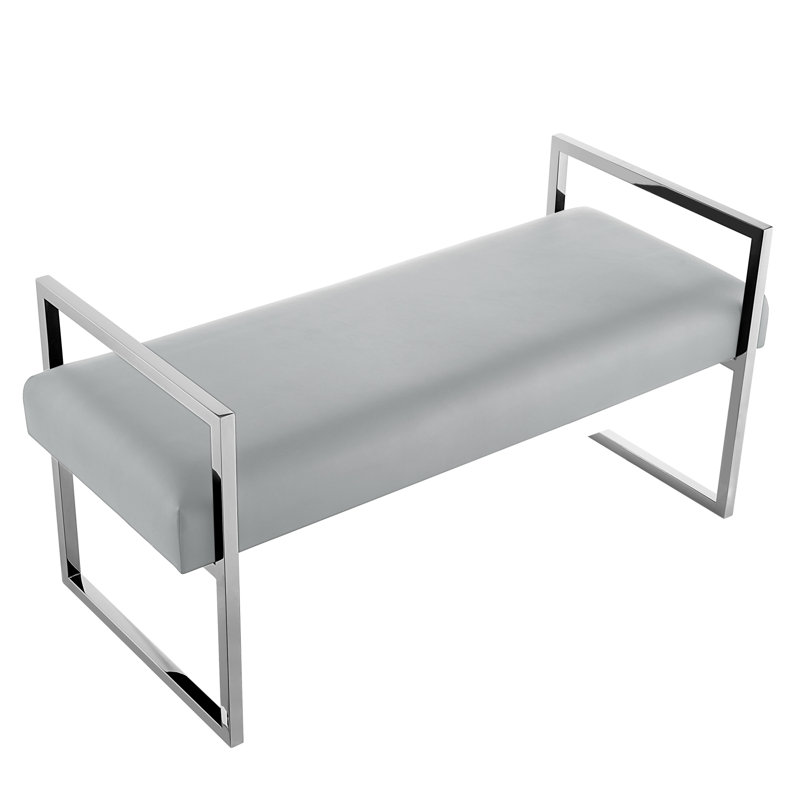 Banc en similicuir Tyshone, Gray/Chrome