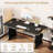 63" Large Executive Desk For Home Office, Spacious Computer Desk With Ample Leg Room, Double PC Gaming Writing Table Study Desk With Sturdy Legs, Black