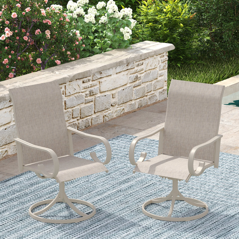 Chaise de patio d'extérieur pivotante en textilène, Sable / coquillage