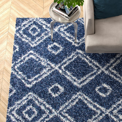 Tapis bleu à poils longs Stainbrook