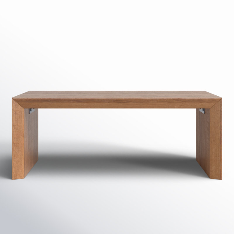 Natural Brown Wood Veneer Rectangular Cocktail Table