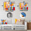 Ensemble de 3 décorations murales géométriques en métal pastel De Stijl-572333657
