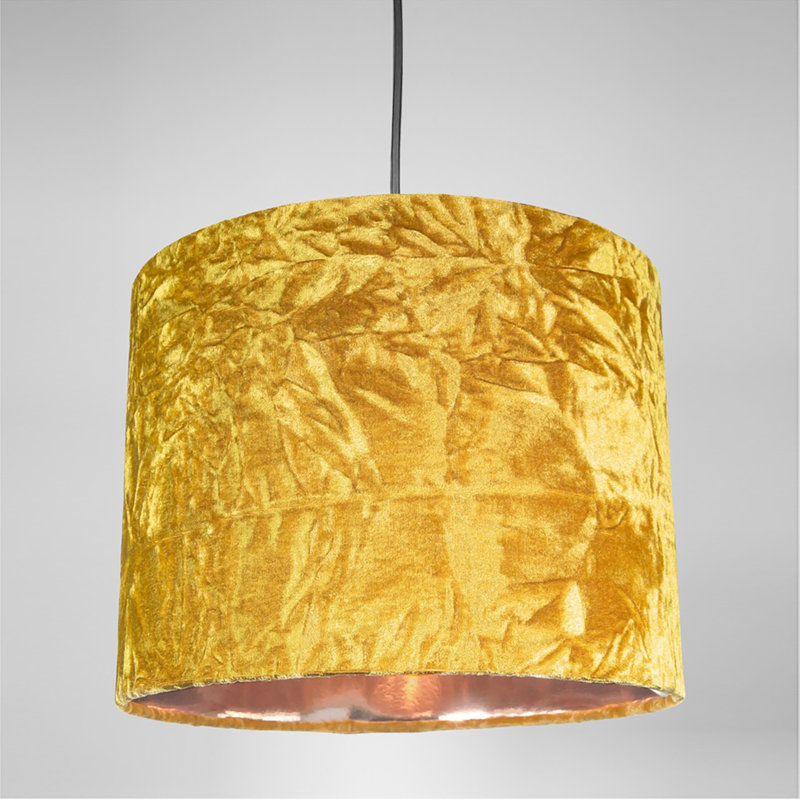 Velvet Drum Lamp Shade ( Screw On ), 15" H x 20" W x 20" D, Yellow