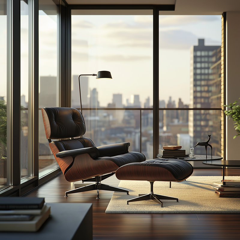 Fauteuil d'appoint rembourré en cuir avec repose-pieds