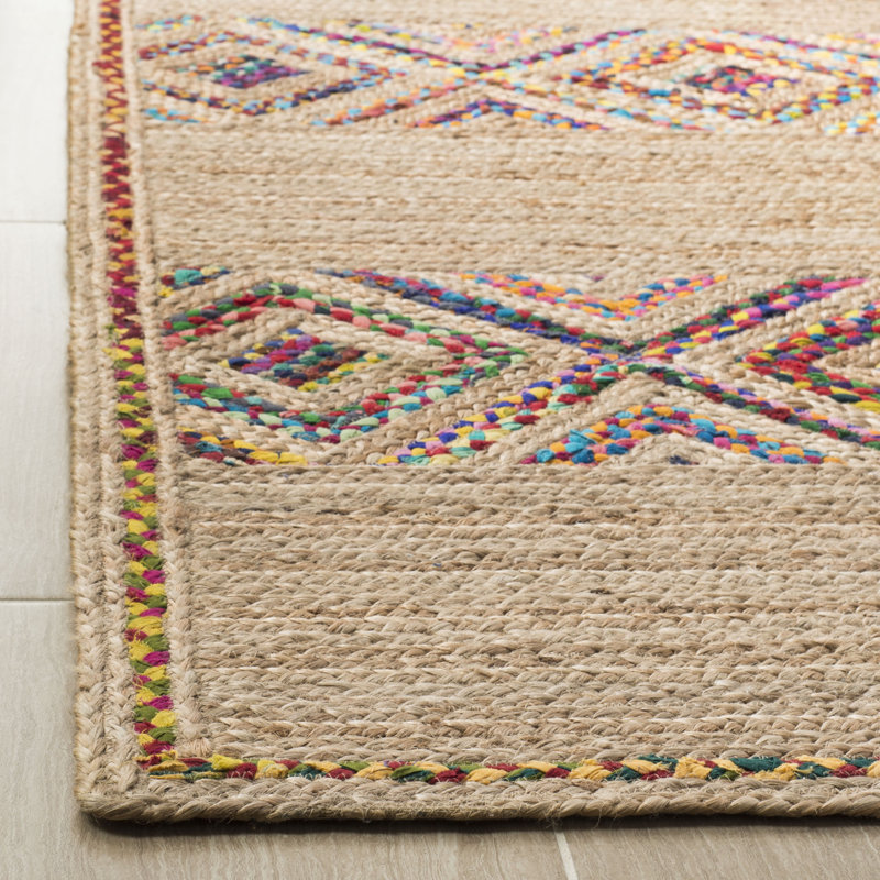 Bynum Hand Woven Jute/Cotton Geometric Rug in Natural, Rectangle 4' x 6'