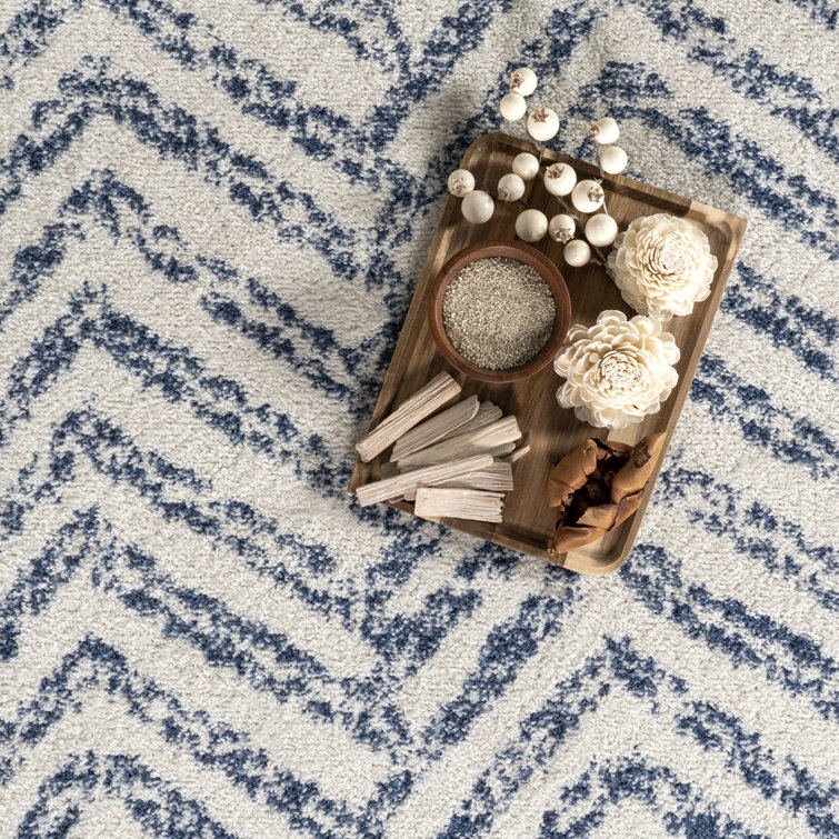 Lorelai Transitional Geometric Area Rug in Blue