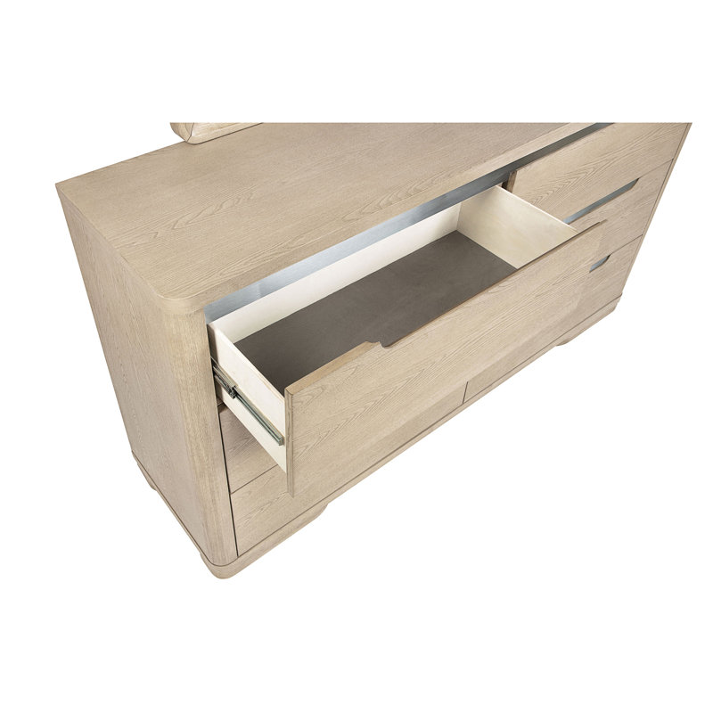 Commode de chambre à coucher à 6 tiroirs en orme clair Mirador