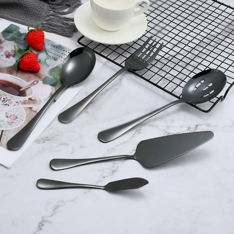 Gelminas 5 Piece Stainless Steel Hostess Set, Black