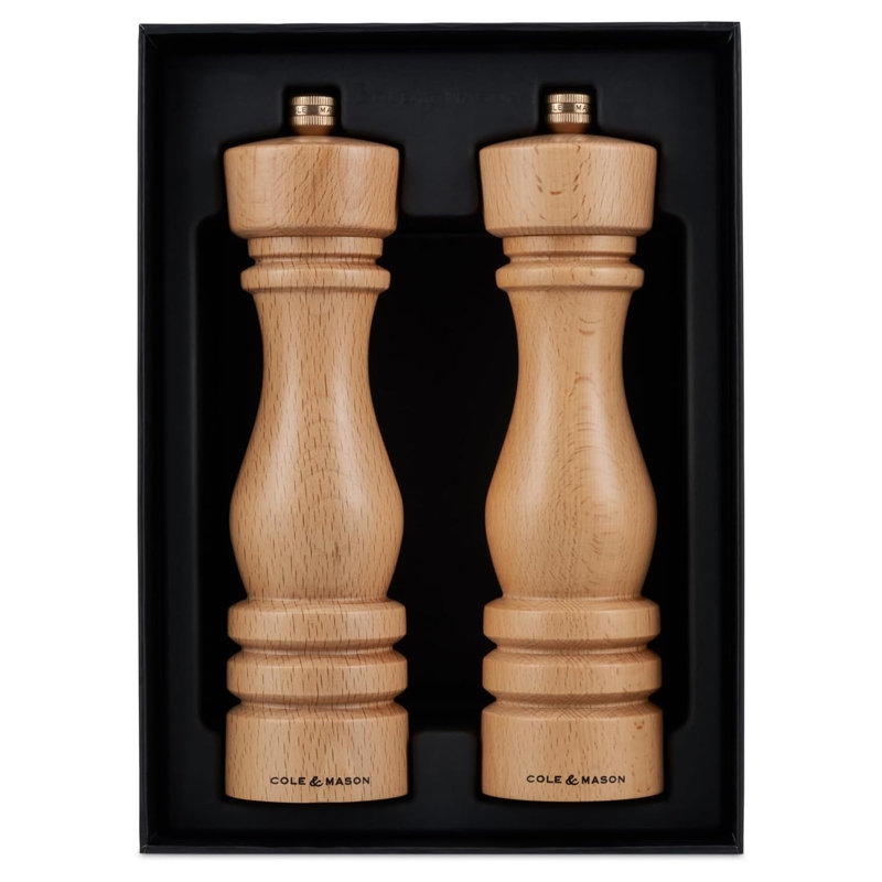 Cole & Mason London Beech Wood Salt & Pepper Mill Set, 22cm