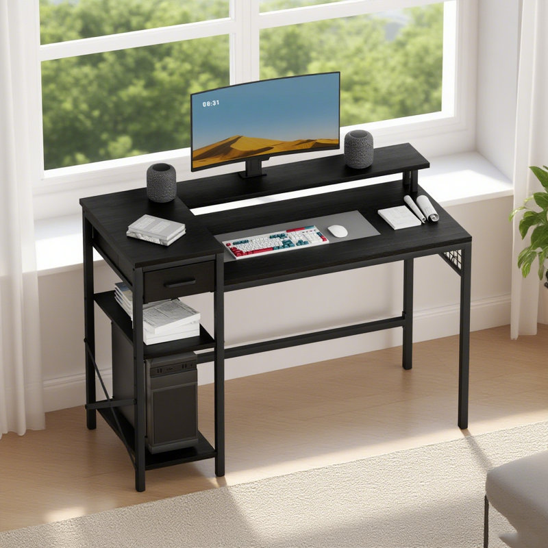 Andrick Metal Base Computer Desk, Black