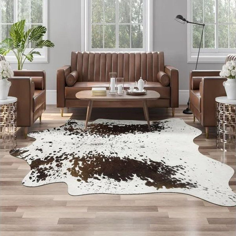 Western Decor Faux Fur Cowhide Rug, Novelty 4'6" x 5'2"
