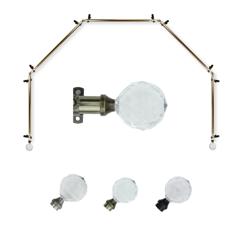 Tringle à rideaux simple ajustable Debbra, Laiton antique, 28 à 48 po (de chaque côté)