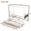 Lit plateforme simple avec tête de lit tapissier, lit gigogne simple et 3 tiroirs, cadre de lit à baldaquin princesse pour enfants, rangement et assemblage facile, beige-308120067-308120065