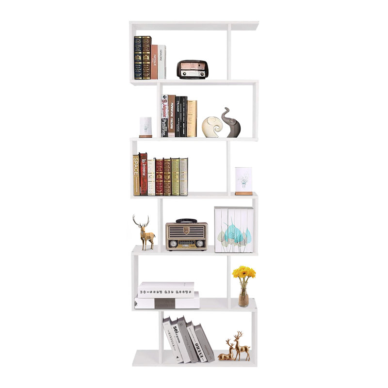 Barnouski 192cm H x 80cm W Geometric Bookcase, White