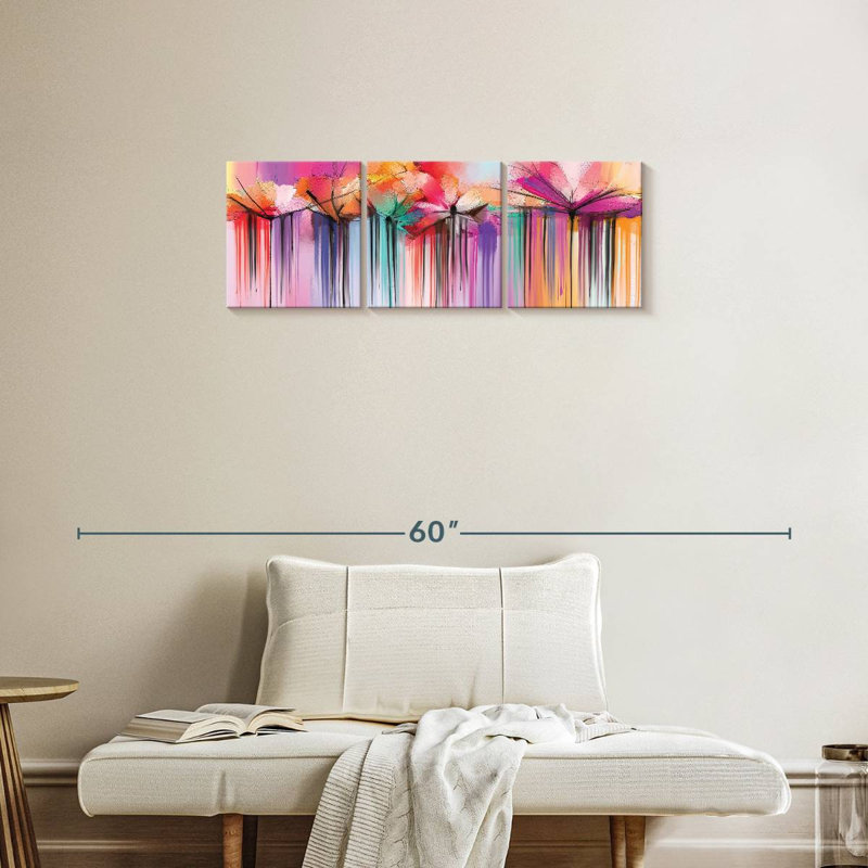 «Flowers Paint Drip», reproduction sur toile, H 12 po x l 38 po