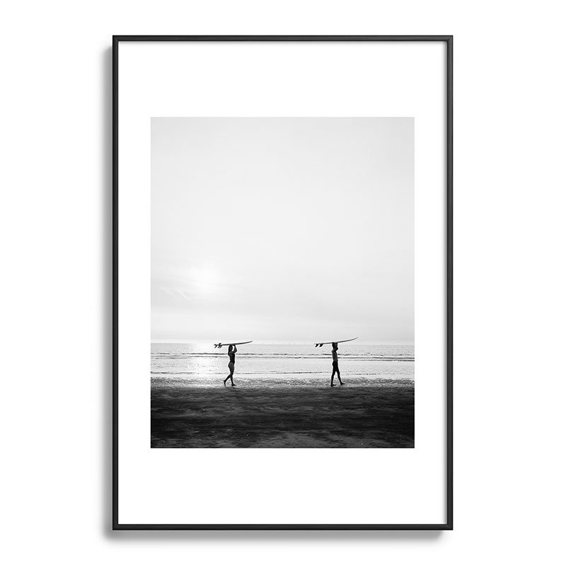 " Surfer Couple ", Black, 19" H x 13" W