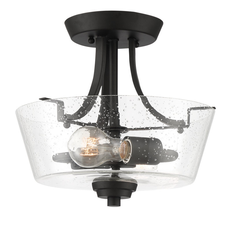Winn Glass Semi Flush Mount, Espresso