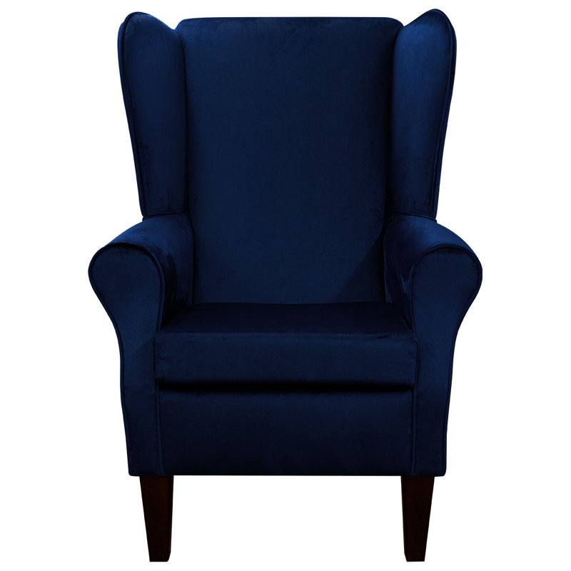Navy Velvet High Back Armchair