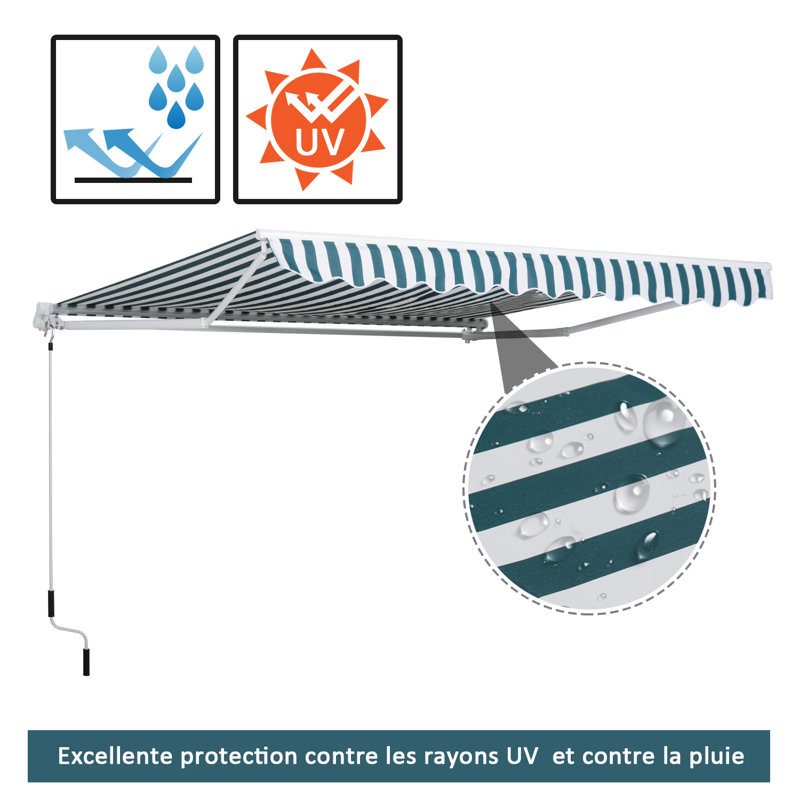Auvent de terrasse rétractable en polyester l 8 pi x P 10 pi