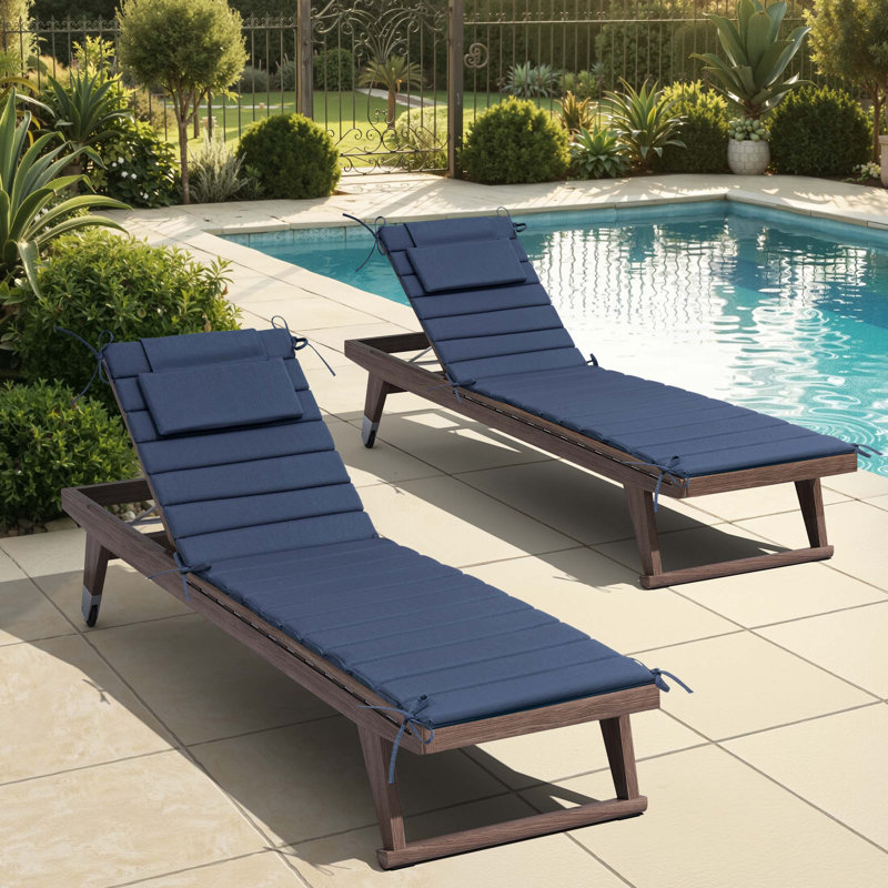 Coussin de chaise longue d'extérieur, L 20,9 po x P 71 po, Bleu marine