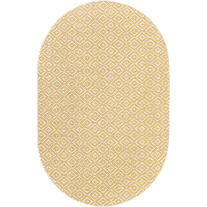 Outdoor Destiny Area Rug Gold Color, Oval 5'3" x 8'