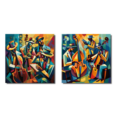 Jazz Performance On Stage - Music Jazz Square Collage Set Of 2