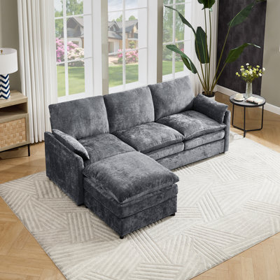 Drago 2 Pieces L-shaped Upholstered Living Room Set With Ottomans
