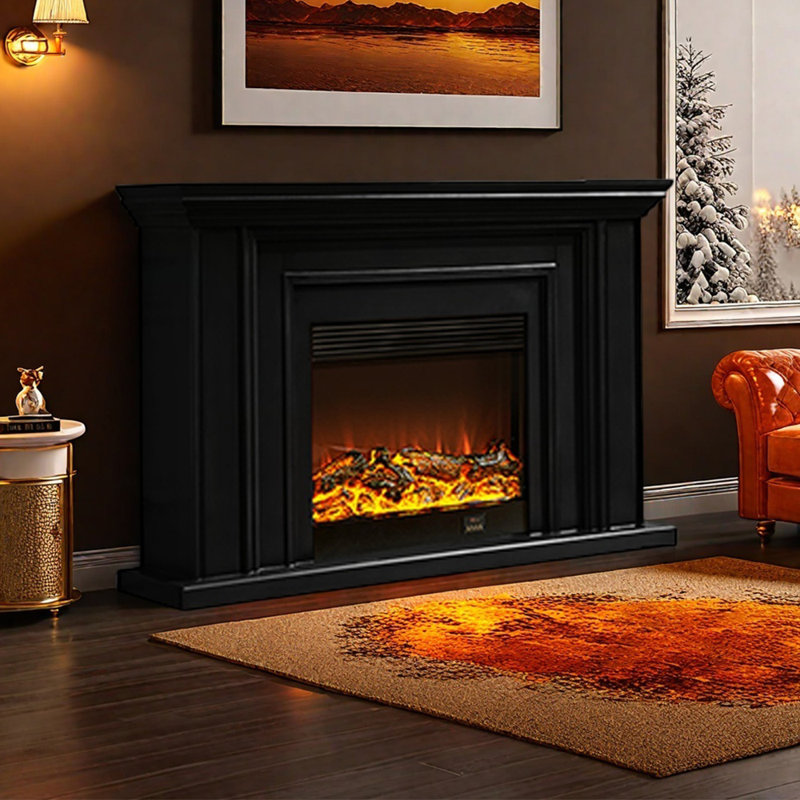 Meuble télé American Fireplace, Noir, noir, noir, noir