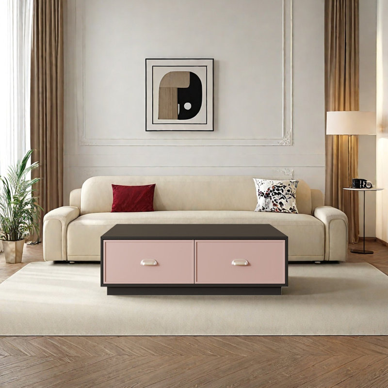 Table basse en bois de style rétro minimaliste, H 13,78 po x L 39,37 po x l 15,75 po