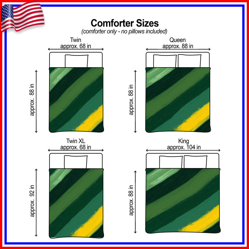 Green Yellow Diagonal Stripes Comforter, Twin Extra Long