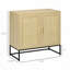 Armoire de rangement décorative avec portes en rotin, tablette réglable et base en métal