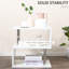 Table d'appoint chic blanche, en forme de S de 20 po avec rangement, et support de poteau en acier robuste et moderne