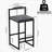 Bar Stools Upholstered Velvet Counter Height Barstools for Kitchen Island Set of 2 Modern Dining Chairs with Footrest & Backrest (Black & Gray)-1564437468-1564437470