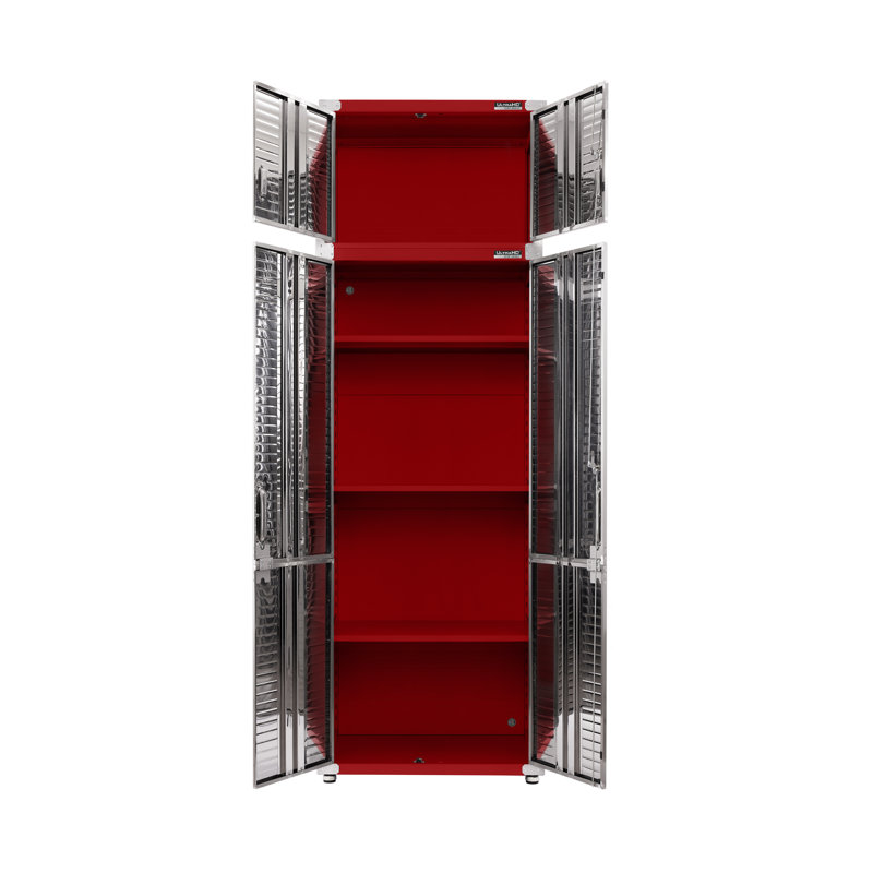 Seville Classics UltraHD 2-Piece Storage Cabinet Set, 30" W x 18" D x 90.5" H, Red