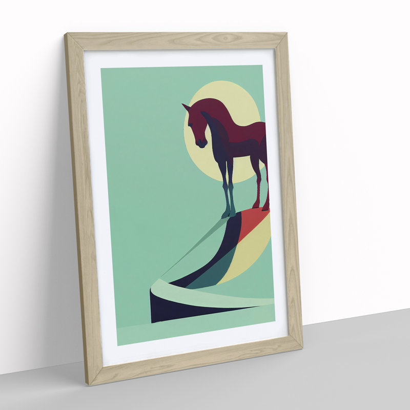 Lucky Horse Abstract - Framed Print, 64cm H x 46cm W x 2cm D, Oak
