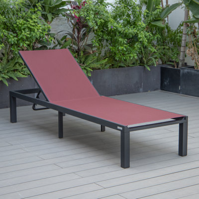 Marlin Modern Aluminum Outdoor Reclining Chaise Lounge - Weather-Resistant Sling Patio Chair for Poolside & Sunbathing