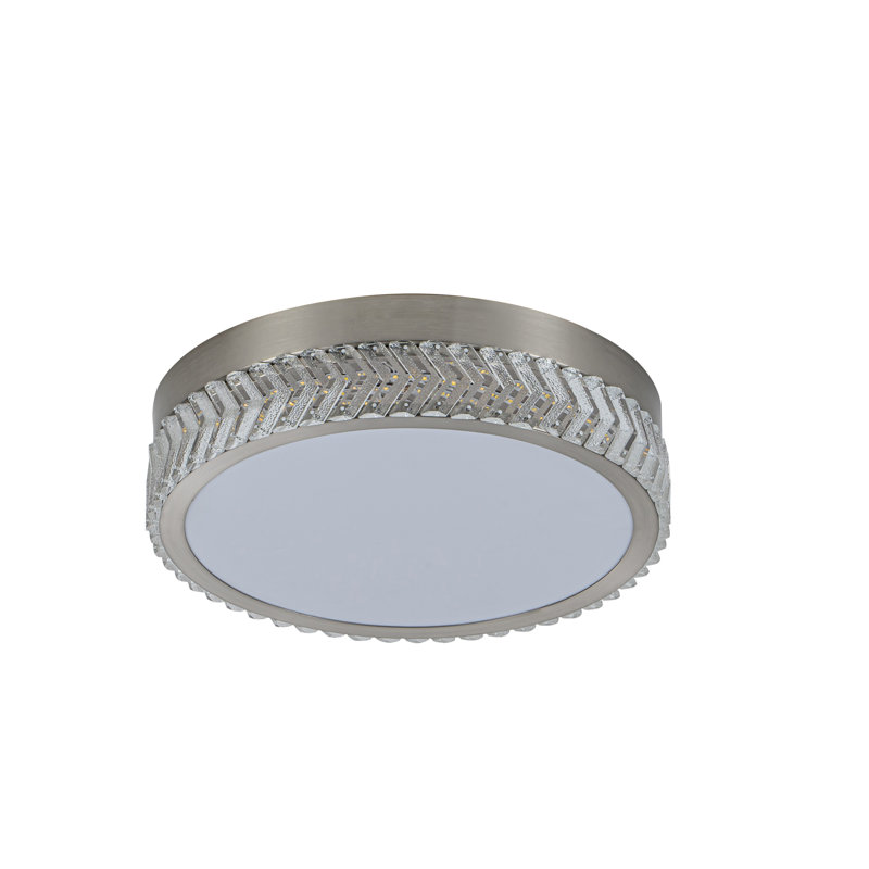 Plafonnier encastré à chevrons - Nickel brossé - 15,75 po de diamètre, L 15,75 po