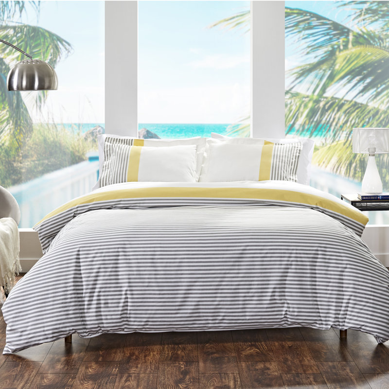 Housse de couette La Jolla, Housse de couette pour lit simple, Jaune / Gris