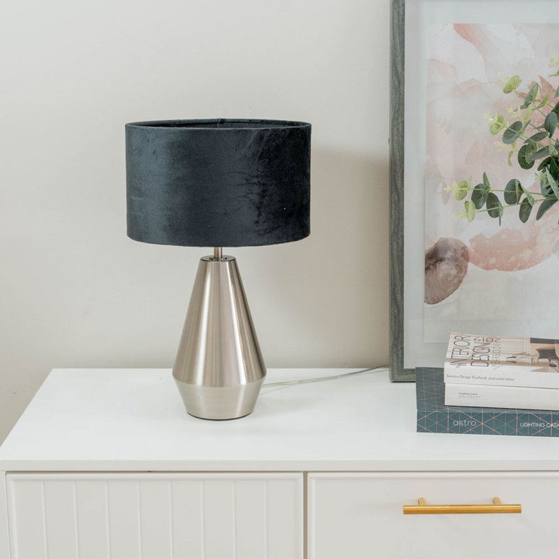 Metal Table Lamp, Forest Green, Silver, Yes