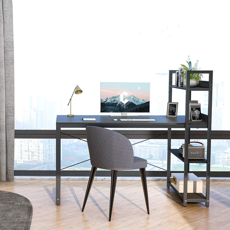 Bureau d'ordinateur 47 po avec rangement, Noir / Noir
