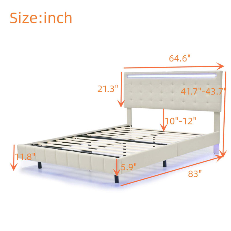 Kleomenis Upholstered Platform Storage Bed, Beige III, Lit