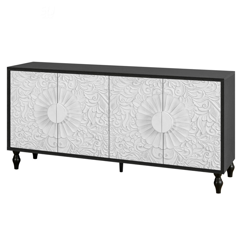 Crédence de rangement l 62,99 po Adrees, Noir / blanc